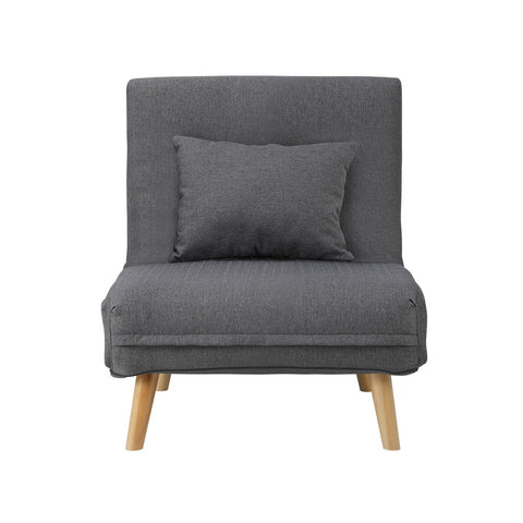 Oikiture Lounge Sofa Bed Polyester Single Seat Green Gray White