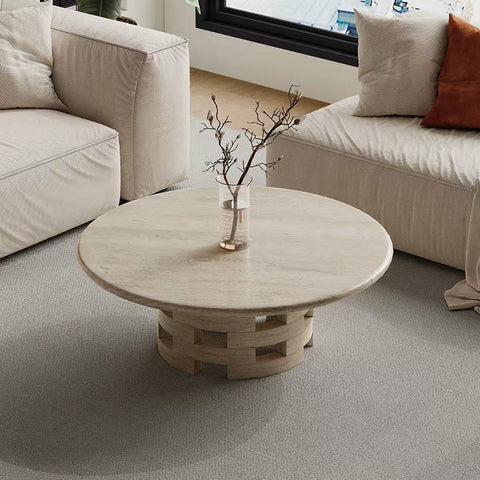 Grid pattern granite coffee table