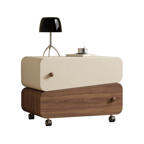 Solid wood bedside table with a rustic wooden style, simple and elegant bedroom storage cabinet