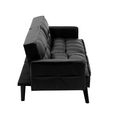 Oikiture Sofa Bed Convertible Velvet 3-Seater Grey Green