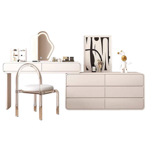 Six-bucket dresser with mirror
