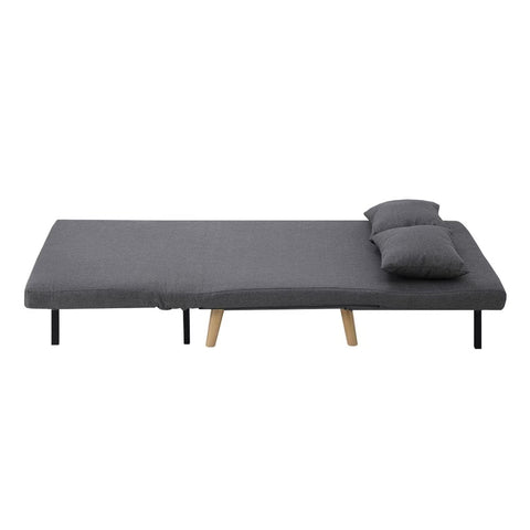 Oikiture Lounge Sofa Bed Linen Fabric Double Seat Grey Green White