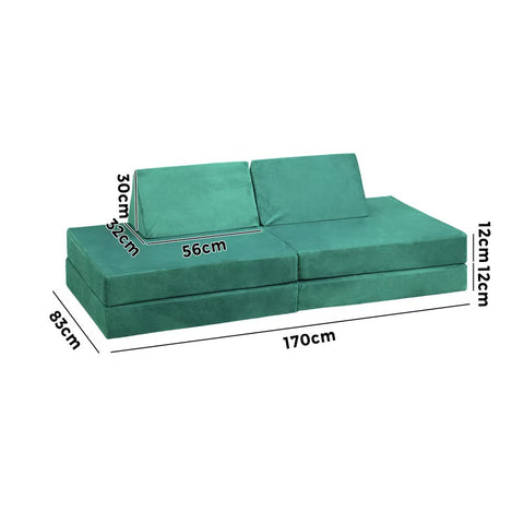 Kids Play Couch Modular Foam Sofa Bed DIY 2 Seater Grey Green Pink