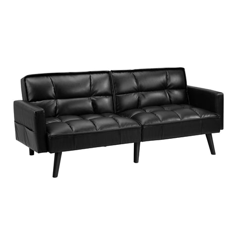 Oikiture Sofa Bed Convertible Velvet 3-Seater Grey Green