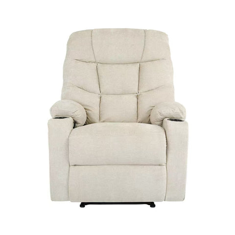 Recliner Chair Armchair with Side Pocket Leather Black Beige