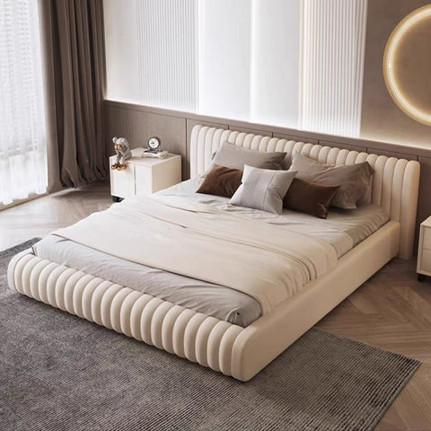 Piano key cream fabric bed