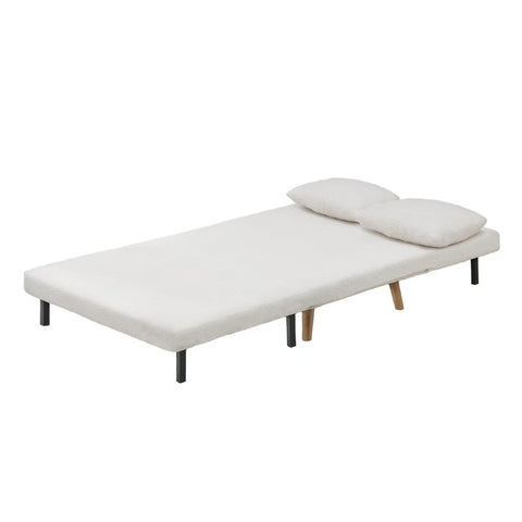 Oikiture Lounge Sofa Bed Linen Fabric Double Seat Grey Green White