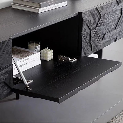 Black carved edge Side cabinet