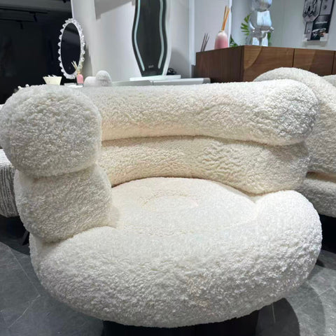 White lambskin single-person sofa chair