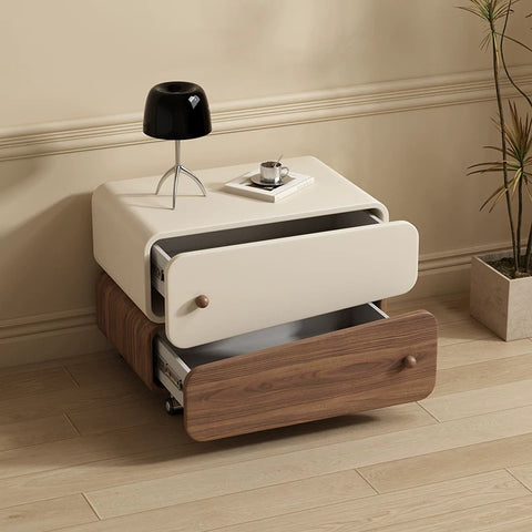 Solid wood bedside table with a rustic wooden style, simple and elegant bedroom storage cabinet