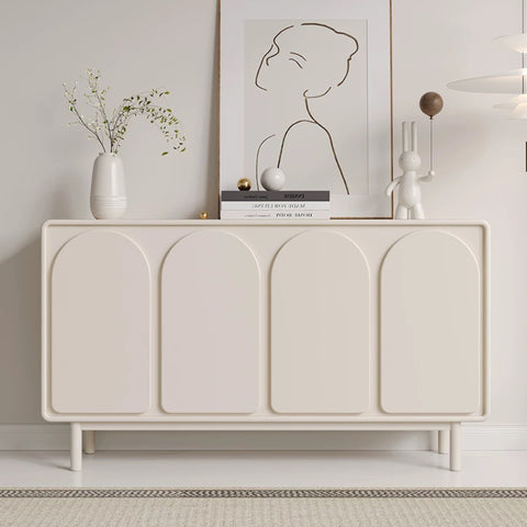 Solid wood curved four-door dining cabinet