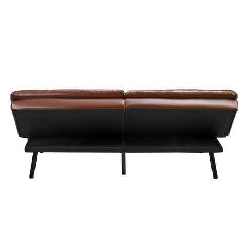 Oikiture Sofa Bed Futon Lounge Couch Convertible Leather 3-Seater Black