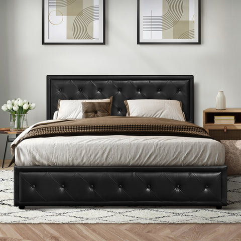 AMG-Bed Frame with Storage Space Gas Lift Black