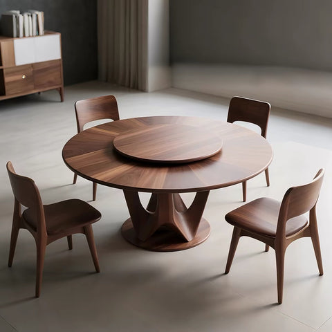Antique-style solid black walnut dining table
