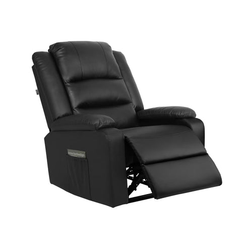 Recliner Chair Padded Lounge With Side Pocket Polyester Beige Grey Black