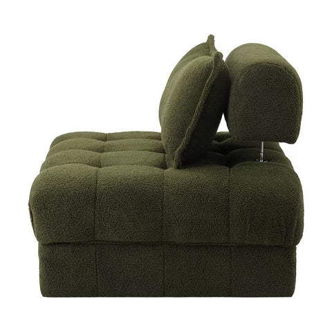 6 Seater Boucle Modular Sofa & Ottoman Set Green