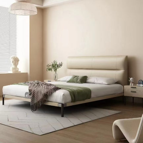 Genuine khaki Leather Bed