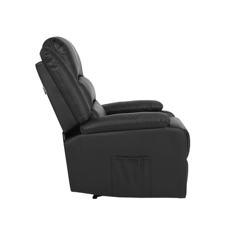 Recliner Chair Padded Lounge With Side Pocket Polyester Beige Grey Black