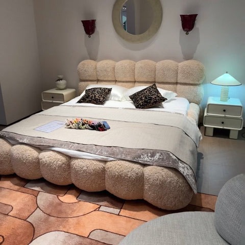 Italian lamb fur puff bed