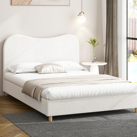 AMG-Bed Frame  White Boucle Cloud Shape
