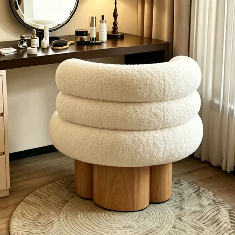 White lambskin single-person sofa chair