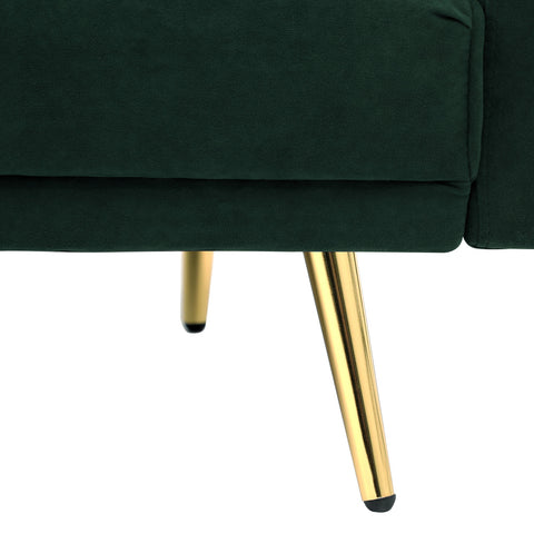 Oikiture 3-Seater Sofa Bed Velvet Black Blue Green