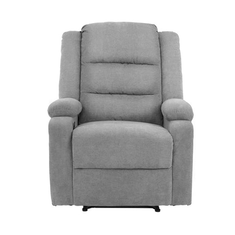 Recliner Chair Padded Lounge With Side Pocket Polyester Beige Grey Black