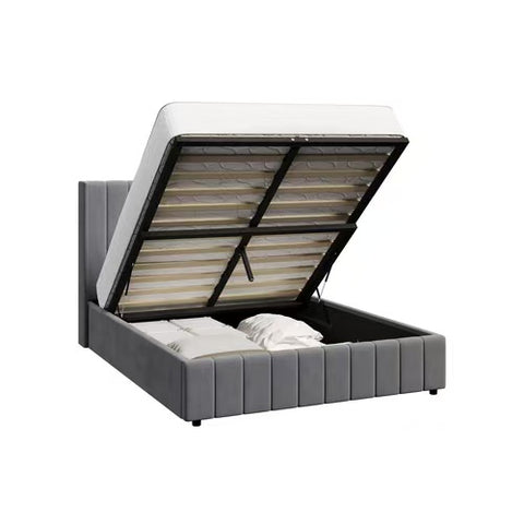 AMG-Gas Lift Storage Base Velvet Grey Single/KingSingle/Double/Queen/King
