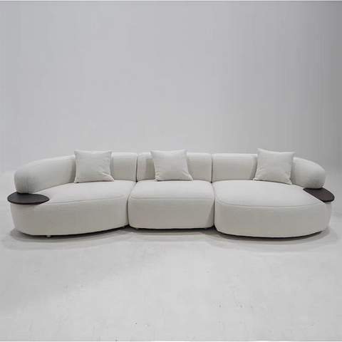 Cream-colored lambskin arc-shaped white sofa