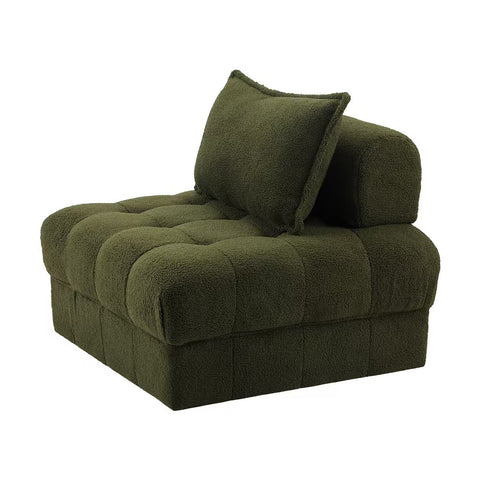6 Seater Boucle Modular Sofa & Ottoman Set Green