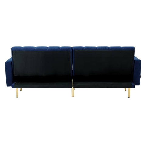 Oikiture 3-Seater Sofa Bed Velvet Black Blue Green