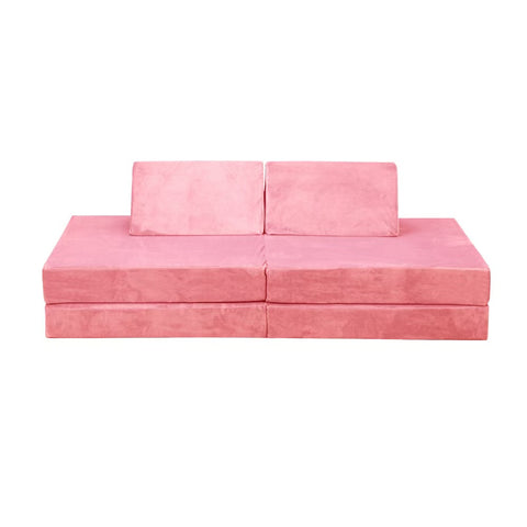 Kids Play Couch Modular Foam Sofa Bed DIY 2 Seater Grey Green Pink