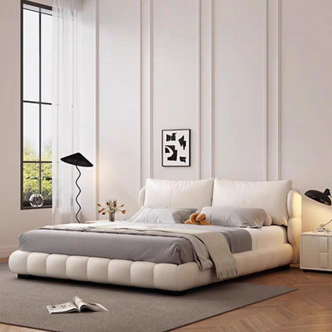 Leather cream puff style bed frame Single/Double/Queen/King